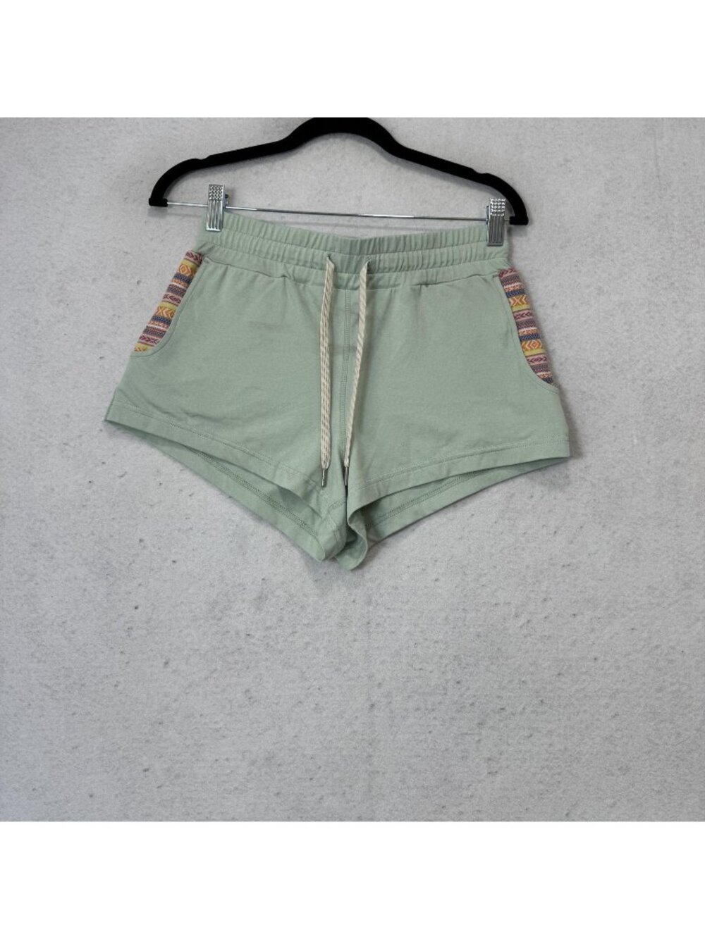 WOWIE Sweat Shorts Womens XS Green Drawstring Elastic Waist Lounge Pockets